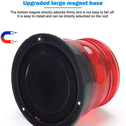 Solar Powered LED Flashing Beacon Light, 12-24V Amber Emergency Magnetic Warning Red 3