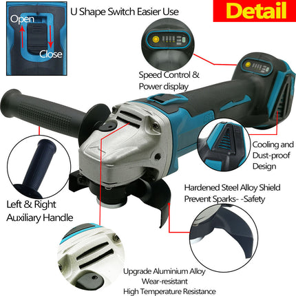 125mm Brushless Angle Grinder Cutting Machine Polisher For Makita 18V Battery 3