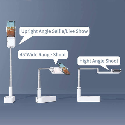 LED Portable Phone Holder Stand Wireless Remote Dimmable Selfie Fill Light Lamp White 2
