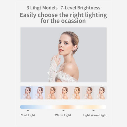 LED Portable Phone Holder Stand Wireless Remote Dimmable Selfie Fill Light Lamp White 4
