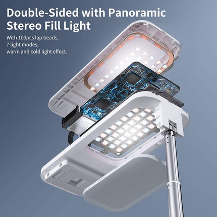 LED Portable Phone Holder Stand Wireless Remote Dimmable Selfie Fill Light Lamp White 7