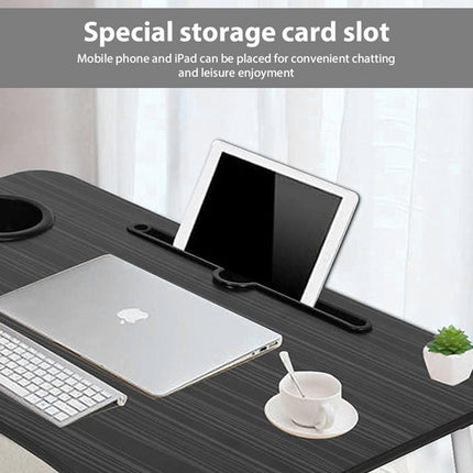 Black Laptop Stand Table Foldable Desk Computer Study Bed Adjustable Cup Slot Tray 3