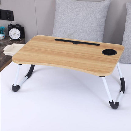 Wood Laptop Stand Table Foldable Desk Computer Study Bed Adjustable Cup Slot Tray 5