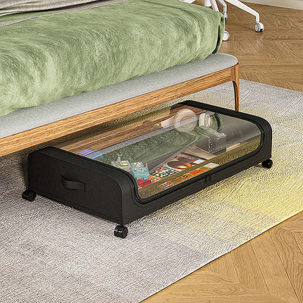 Black Square Under-Bed Storage Rack with Wheels Sturdy Easy to Move for Bedroom AU 4