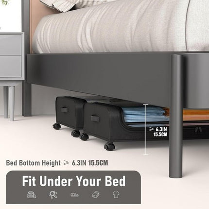 Black Square Under-Bed Storage Rack with Wheels Sturdy Easy to Move for Bedroom AU 7