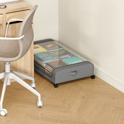 Gray Square Under-Bed Storage Rack with Wheels Sturdy Easy to Move for Bedroom AU 2