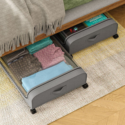 Gray Square Under-Bed Storage Rack with Wheels Sturdy Easy to Move for Bedroom AU 3
