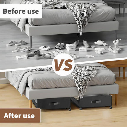 Gray Square Under-Bed Storage Rack with Wheels Sturdy Easy to Move for Bedroom AU 8