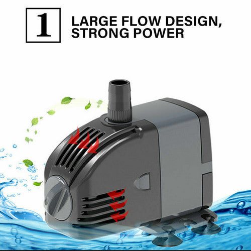 24W Adjustable Flow Aquarium Pump Water Submersible Fish Tank Fountain Pond Marine 2