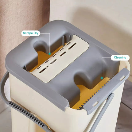 Mop Bucket Wet Dry Rinse Wash 360 Rotating Squeeze Flat Floor Cleaner with Pads 4