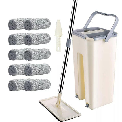 Mop Bucket Wet Dry Rinse Wash 360 Rotating Squeeze Flat Floor Cleaner with Pads 5