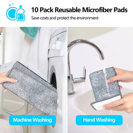 Mop Bucket Wet Dry Rinse Wash 360 Rotating Squeeze Flat Floor Cleaner with Pads 8