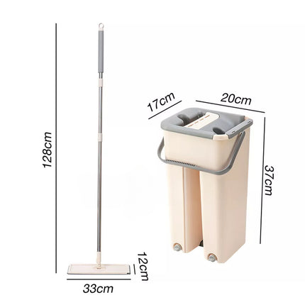 Mop Bucket Wet Dry Rinse Wash 360 Rotating Squeeze Flat Floor Cleaner with Pads 12