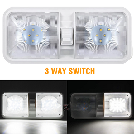 12V RV Interior LED Ceiling Light Boat Camper Caravan Trailer Double Dome Light 5