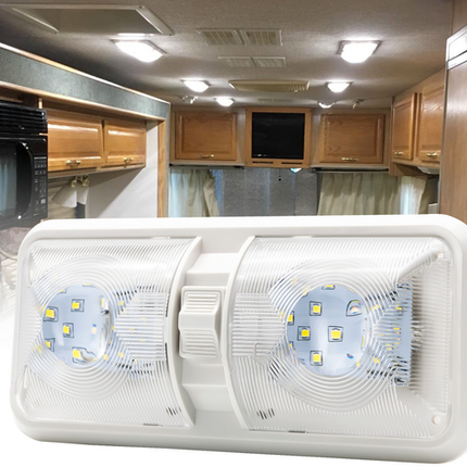 12V RV Interior LED Ceiling Light Boat Camper Caravan Trailer Double Dome Light 7