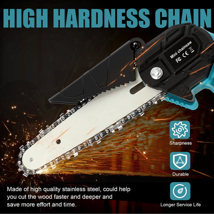 6" Mini Cordless Electric Chainsaw 2X Battery-Powered Wood Cutter Rechargeable 9