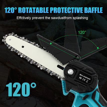 6" Mini Cordless Electric Chainsaw 2X Battery-Powered Wood Cutter Rechargeable 12