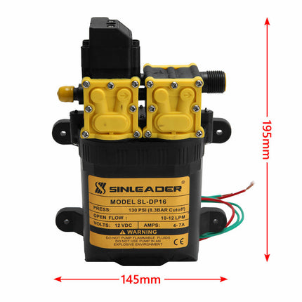 12LPM Caravan 12V Water Pump 130PSI High Pressure Self-Priming Camping Boat Farm 7
