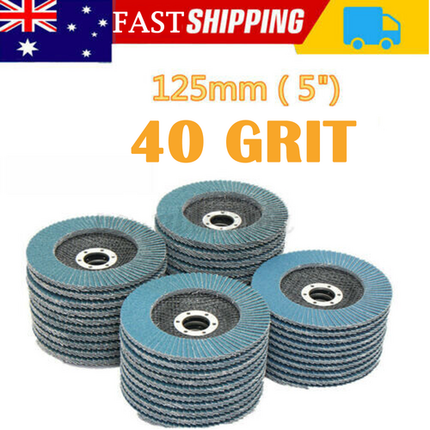 20 PCS 40 Grit Grinding Wheel 5'' 125MM Angle Grinder Flap Sanding Disc AU 10