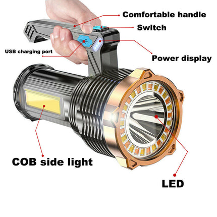 Most Powerful 1200lm LED Flashlight Super Bright Torch Lamp USB Rechargeable 6