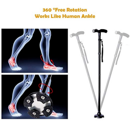 Walking Stick Cane Folding Handle Adjustable fixed LED Light Aid Holder Lighting 2