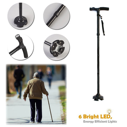 Walking Stick Cane Folding Handle Adjustable fixed LED Light Aid Holder Lighting 5
