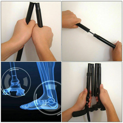 Walking Stick Cane Folding Handle Adjustable fixed LED Light Aid Holder Lighting 6