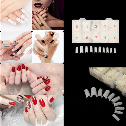 500Pcs Fake French Nail Tips White Clear Stiletto False Gel Pointy Art Acrylic 6