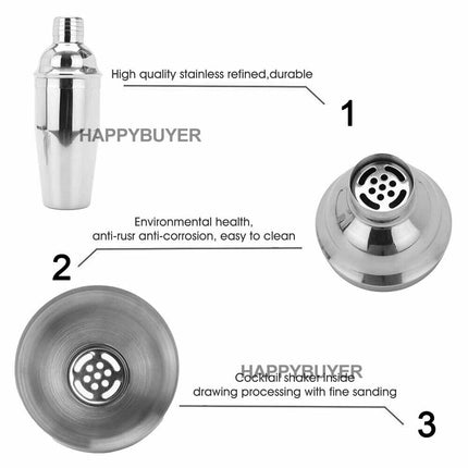 20Pcs Cocktail Shaker Set 750ml Martini Strainer Bartender Kit Bar Spirits Maker 7