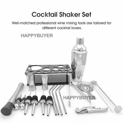 20Pcs Cocktail Shaker Set 750ml Martini Strainer Bartender Kit Bar Spirits Maker 8