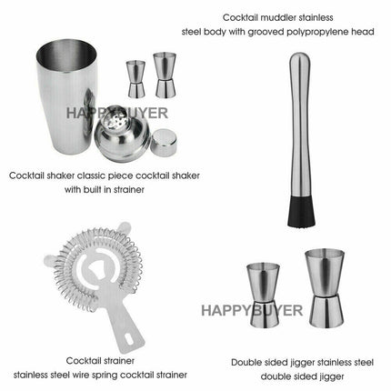 20Pcs Cocktail Shaker Set 750ml Martini Strainer Bartender Kit Bar Spirits Maker 9