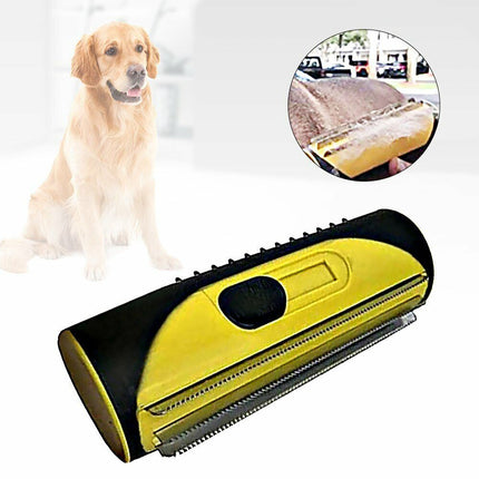 Pet Dog Cat Hair Fur Deshedding Shedding Trimmer Grooming Roll Comb Brush yellow 2