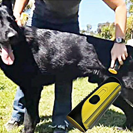 Pet Dog Cat Hair Fur Deshedding Shedding Trimmer Grooming Roll Comb Brush yellow 3