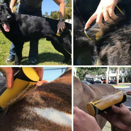 Pet Dog Cat Hair Fur Deshedding Shedding Trimmer Grooming Roll Comb Brush yellow 6