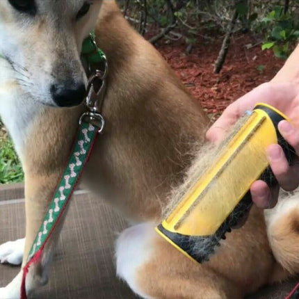 Pet Dog Cat Hair Fur Deshedding Shedding Trimmer Grooming Roll Comb Brush yellow 8