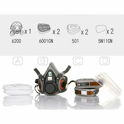 7 IN 1 Gas Mask Full Face Respirator Paint Spray Chemical Facepiece Reusable AU 2