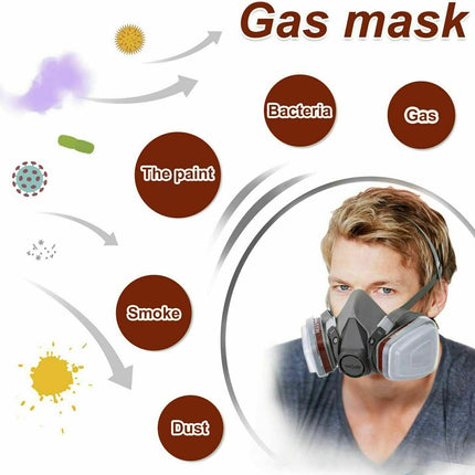 7 IN 1 Gas Mask Full Face Respirator Paint Spray Chemical Facepiece Reusable AU 8