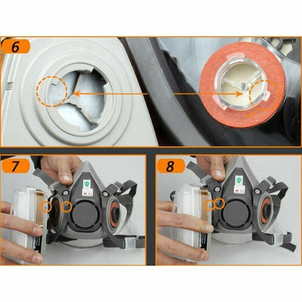 7 IN 1 Gas Mask Full Face Respirator Paint Spray Chemical Facepiece Reusable AU 10