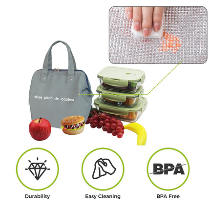 Insulated Thermal Cooler Lunch Bag Portable Picnic Storage Bag Pouch 22*14*25cm 6