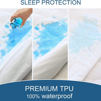 100% Terry Cotton Fitted Mattress Protector Waterproof Queen 9