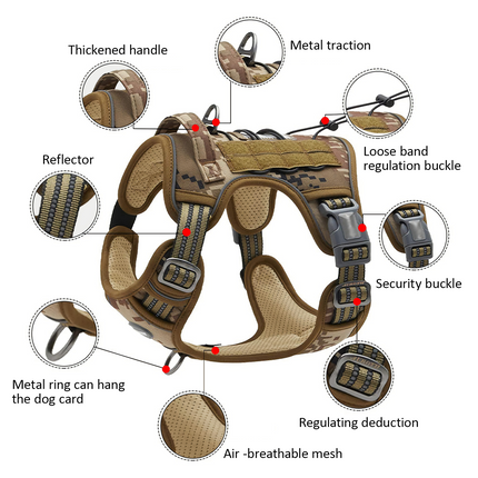 Dog Harness Tactical No Pull Adjustable Pet Military Working Training Vest S 8