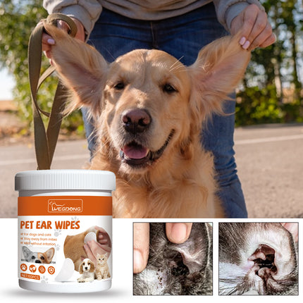 Yegbong Pet Ear Wipes, Pet Ear Cleaning Deodorizing Removing Mite And Earwax Cleaning Wipes 3