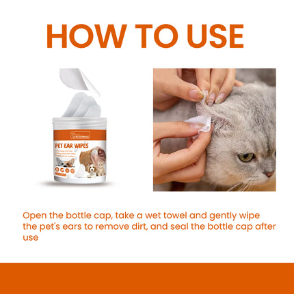 Yegbong Pet Ear Wipes, Pet Ear Cleaning Deodorizing Removing Mite And Earwax Cleaning Wipes 6