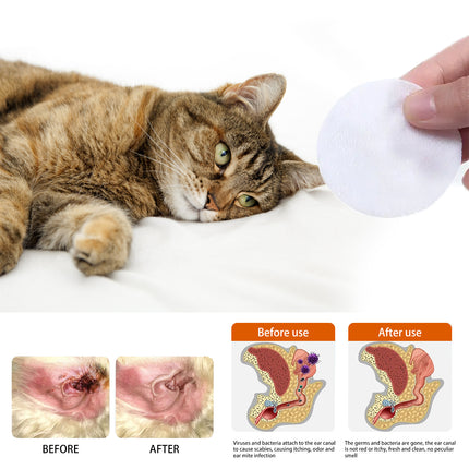 Yegbong Pet Ear Wipes, Pet Ear Cleaning Deodorizing Removing Mite And Earwax Cleaning Wipes 8
