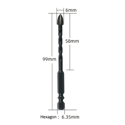 4PCS Drill Set Hex Tile Drill Bit Glass Ceramic Bric Hex Shank Cross Spear Head 8
