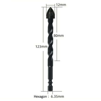 4PCS Drill Set Hex Tile Drill Bit Glass Ceramic Bric Hex Shank Cross Spear Head 9
