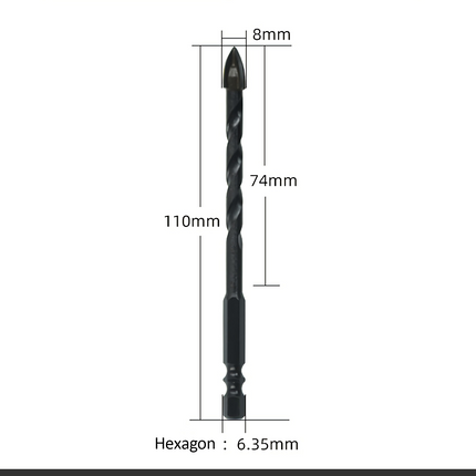 4PCS Drill Set Hex Tile Drill Bit Glass Ceramic Bric Hex Shank Cross Spear Head 11