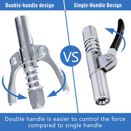 Grease Gun Coupler High Pressure Quick Release Lock Nozzles w/Hose For 1/8"NPT 8