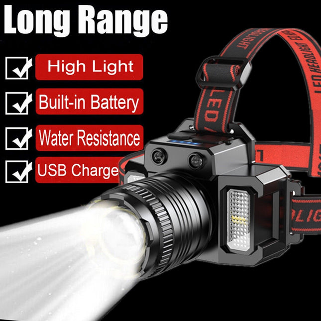900000LM LED Headlamp Rechargeable Headlight Zoomable Head Torch Lamp Flashlight 2