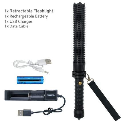 Baseball LED Flashlight Rechargeable Zoom Police Security Torch Baton Lamp Light 2